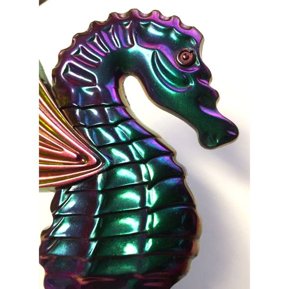 Seahorse Wall Decor Metallic Color Shift Coastal Art - Picture 4 of 10